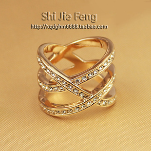  伊泰莲娜丽晶饰品批发 时尚简约镶钻食指戒指钻戒水晶 韩版OL女款