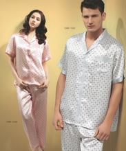 蚕美人100%桑蚕丝重磅真丝睡衣情侣装家居服短袖11026/11002