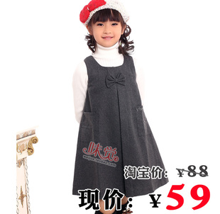  以太儿童装女大童红色背心连衣裙子 秋冬季韩版胖女童装清仓9202