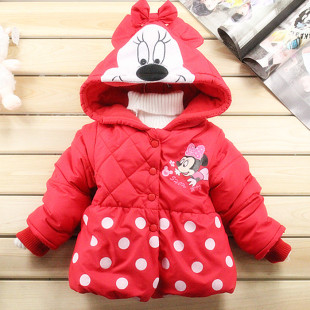  儿童冬装棉服外套 女童韩版米奇冬季加绒加厚棉衣 宝宝童装棉袄