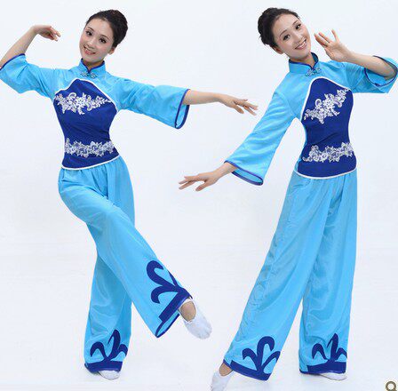 2015七一新款民族服秧歌服村姑腰鼓服装 舞蹈服饰 十送红军伴舞服