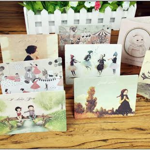  目忆/[插画风格小礼品卡]套装 彩图礼物祝福卡 带信封 多款随机发