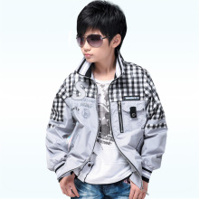 妙萌童装2012新款春装 少年男大童韩版格子相拼夹克外套M-M11020