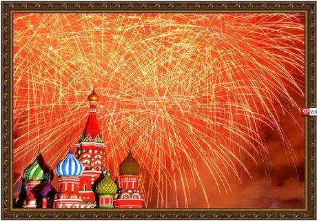钻石画满贴方钻包邮 俄罗斯首都古堡红色烟花