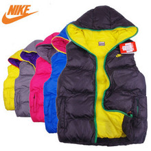 NIKE冬装女式棉马甲 <span class=H>耐克</span>女款加棉保暖厚马夹 连帽时尚外套背心