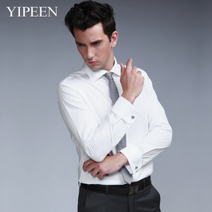  [YIPEEN]新款春秋装男装 商务法式衬衫 正装修身纯棉长袖衬衣