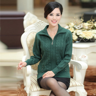  新款女装品牌羊毛开衫中老年服装冬加厚毛衣外套大码妈妈装