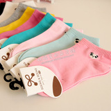 妖怪 韩国SOCKS&SOCKS熊猫头 棉质可爱船袜/短帮袜-多色24g#SJ