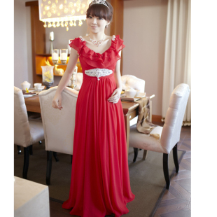 Luxury style spring 2012 new FRILLS MaxMara toast red suit deep v-collar  bride beautiful moving