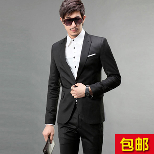  爆款男士小西服韩版修身西服套装商务西装套装 男西服结婚/职业装