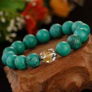  纯天然水晶手链绿松石12生肖本命年手链男女款转运民族风开光