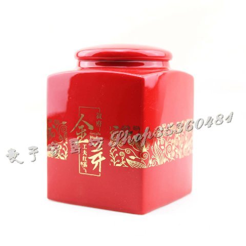 茶叶罐陶瓷 中国红釉正方罐 密封罐 骨瓷在类目 餐饮具, 茶具, 茶叶罐中 - 来自Buy2taobao.com提供专业的淘宝代购服务