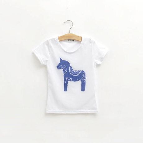 童装 男童女童夏装 青花瓷马年贺岁短袖t恤 网纱