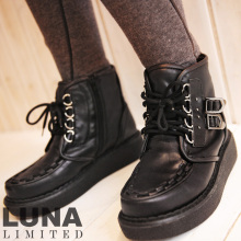 【LUNA LIMITED】马丁潮流绑带拉链海岩厚底鞋 XZ00296