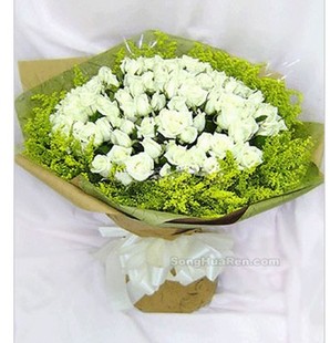 惠城城鲜花店速递99朵白玫瑰，情人节鲜花惠州配送爱情鲜花