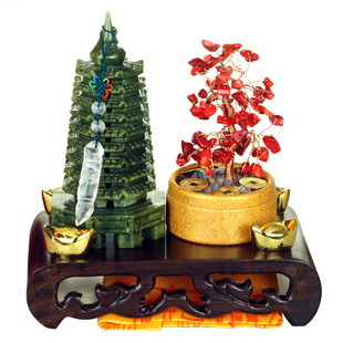  慈风阁开光文昌塔摇钱树摆件水晶助事业学业招财家居饰品风水礼品