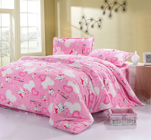 特价不包邮冬用印花加剪花珊瑚绒四件套卡通K