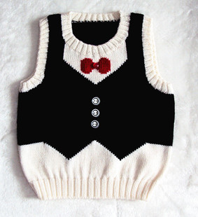毛背心(毛背心)纯手工编织手打毛衣宝宝毛线背心，马夹1-2周岁儿童生日礼物