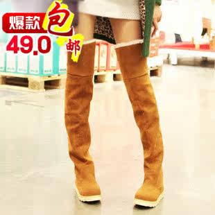 2012秋冬正品女靴子 包邮雪地靴厚底过膝靴平底棉鞋毛毛长靴 大码