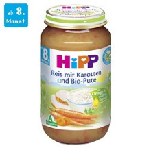 皇冠 德国HIPP喜宝有机胡萝卜大米火鸡泥220g 8个月【6530】