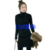 139服饰 2010 秋装 特价 螺纹 修身纯色百搭长袖[高领长款打底衫