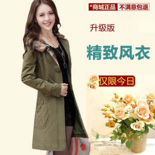  特价秋冬时尚精品修身显瘦韩版通勤翻领纯色长袖棉风衣女外套