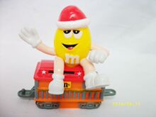 外贸玩具  M&M 圣旦节朱古力黄色公仔火车车厢  收藏  礼品