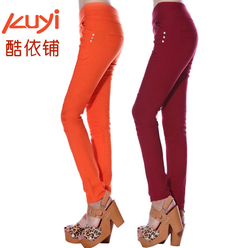 【开心赚宝】2012秋装新品女裤弹力小脚裤糖果色铅笔裤休闲裤包邮