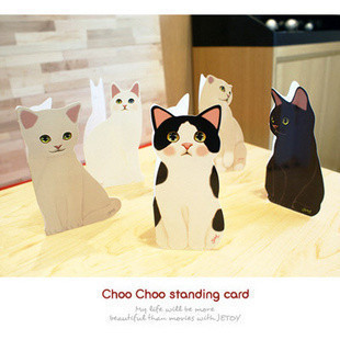  韩国。jetoy可爱猫咪choo 圣诞贺卡 立体祝福卡片配信封随机 18克
