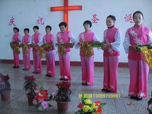 舞蹈服装 演出服 玫红过渡色套装 圣诞节基督教