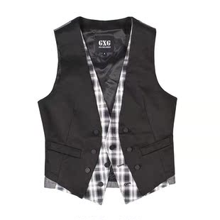 【特惠款】GXG 正品 时尚拼接格子修身休闲马甲#03109488