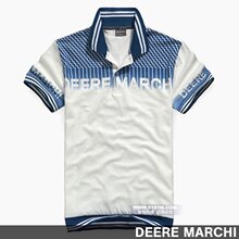 【5折】DEERE MARCHI印花纯棉翻领男士短袖polo衫 ZR002白