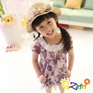  3144 韩版童装新款 夏季儿童雪纺衫 女孩短袖衫 可爱娃娃半身裙子