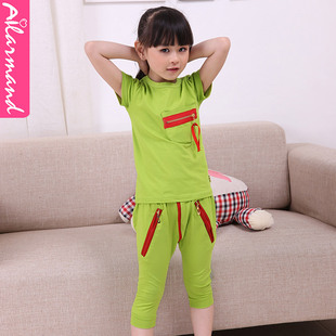  爱拉曼童装夏季新款韩版儿童原创休闲套装 男女童可穿