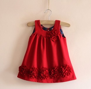  外贸原单大牌女宝宝立体盘花呢子背心裙子儿童吊带裙公主秋冬上装