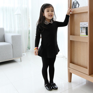  韩国秋冬新款童装女童儿童长袖豹纹翻领短群 连衣裙/3021