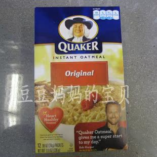  美国直递QUAKER桂格即食原味燕麦片336g内含12包保护心脏健康