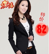 2012 春秋新品 韩版修身显瘦小西装黑色西装外套商务休闲女西装