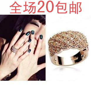  满20包邮 h1091韩国饰品批发 奢华闪耀满钻戒指 指环 新款