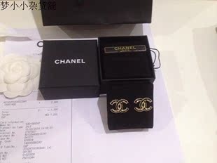 香港专柜 Chanel 香奈儿 黑色珐琅 金边雕花 双