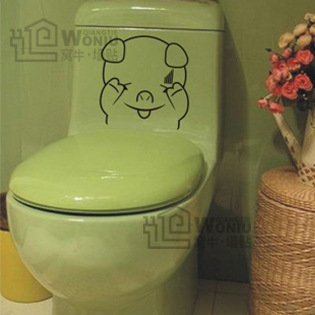 Wo Niu Wall Stickers/Shy pig -246/ Animal cartoon/Toilet stickers/Wall stickers/Wall stickers/Stick painting/muralin the Home accessories , Stickers , Toilet posts category - from Buy2taobao.com to provide professional Taobao agent buy service