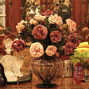  光影艺轩仿真花假花 热卖欧式牡丹玫瑰 家居餐桌花 茶几花玄关花