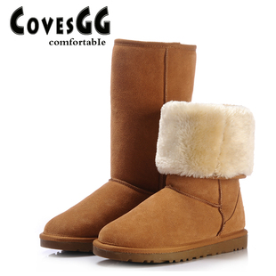  CovesGG 雪地靴 冬靴真皮牛皮高筒靴女靴子女鞋子牛筋底 包顺丰