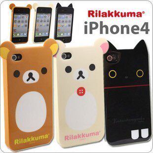 rilakkuma 带耳朵轻松熊 iphone 4 外壳 硅胶 手机套 小熊冰淇淋