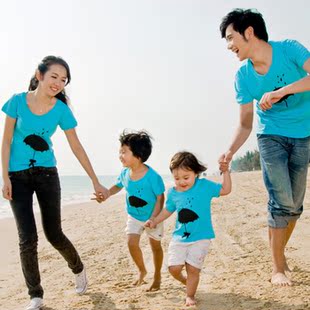  柏鹭亲子装夏装全家装款 母子母女短袖T恤纯棉家庭装多款多色