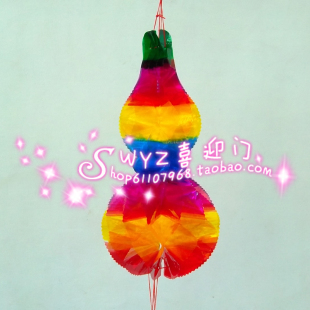  五彩电光纸葫芦灯笼 祈福祝愿平安灯笼 喜庆大红灯笼 塑料纸灯笼