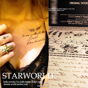 [Star] Japan Ogiwara wing lip peach bow chain cross water-proof body sticker set