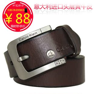  CK男士真皮皮带 原单头层黄牛皮针扣 时尚休闲裤带 女士腰带 特价