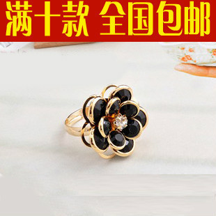  0876 大饰场 韩国小饰品批发 特价款 可爱 金边小玫瑰花瓣戒指