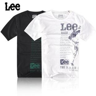 lee 专柜正品代购 男式夏季爆款字母印花男士短袖T恤8755-5Y1D白